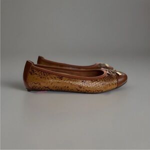 Vionic Minna Boa Brown Ballet Bow Flats Snakeskin Size 9.5